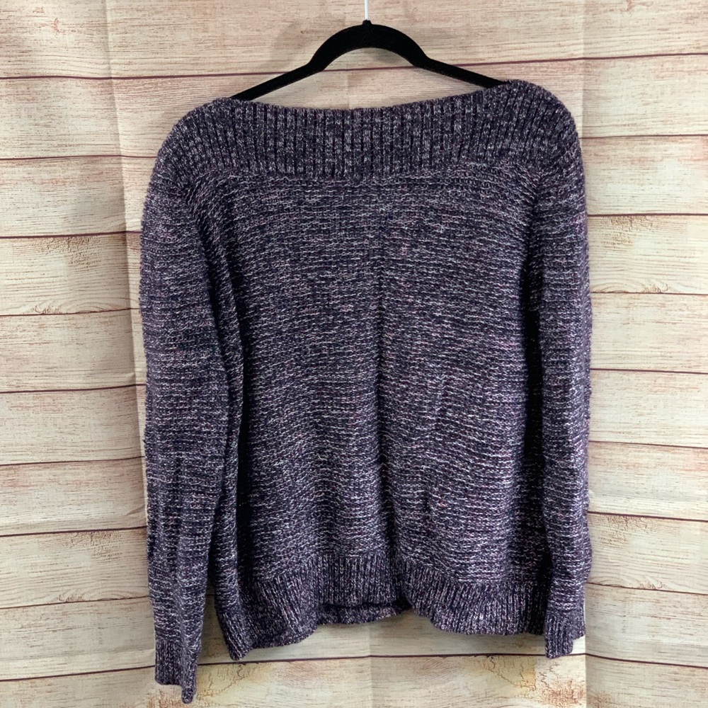 Croft & Barrow Metallic Purple Long Sleeve Top - Picture 2 of 5